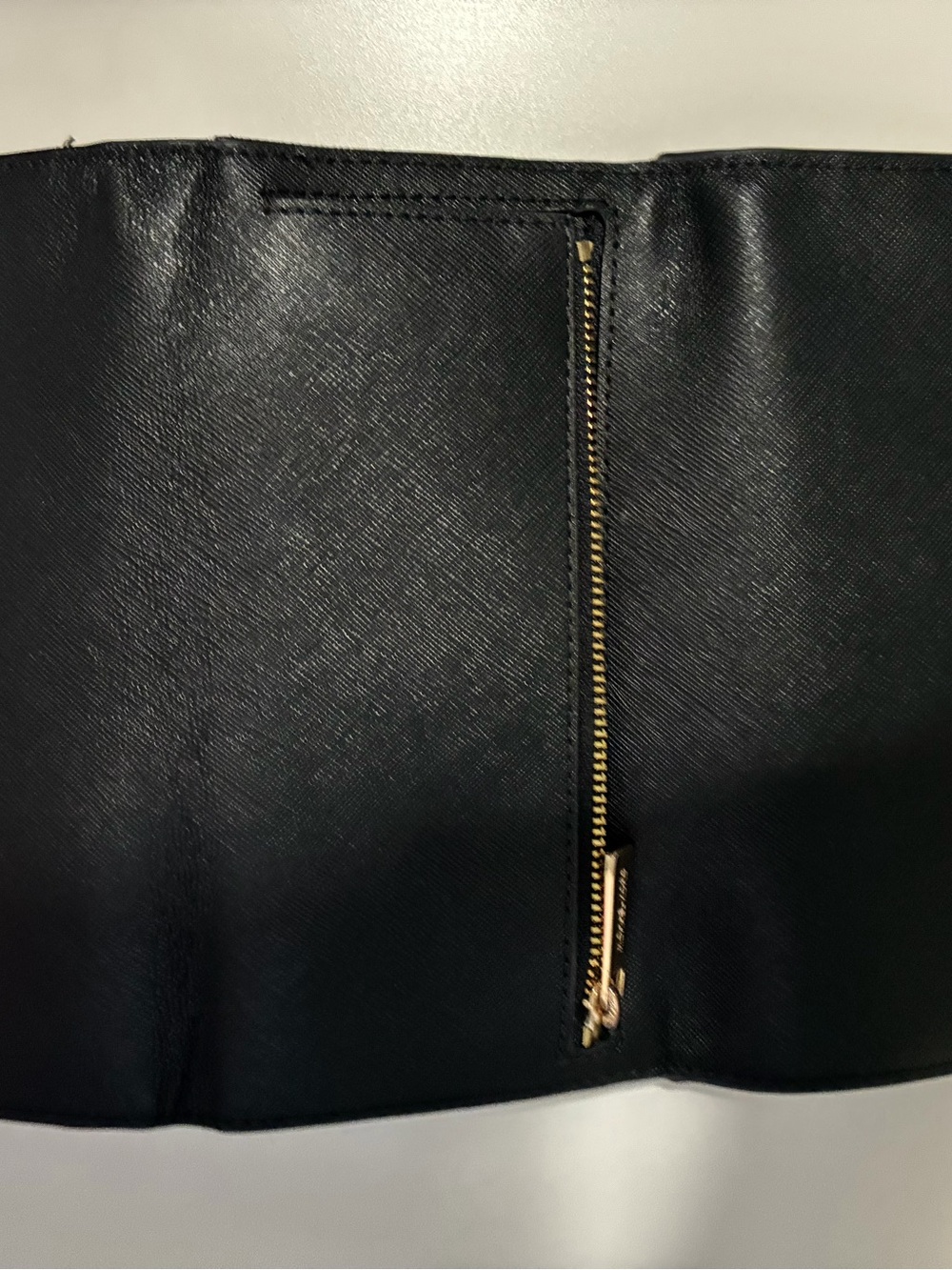 Michael Kors Black Leather Fold-Over Wallet with Gold Logo - Picture 3 of 5